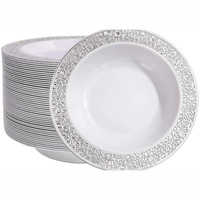 Bols à dîner réutilisables en plastique jetable robuste de qualité supérieure de 12oz pour les fêtes ou les mariages