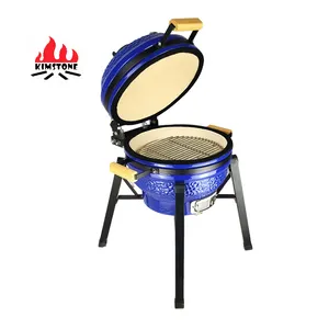 KIMSTONE kamado 16 pouces eeg bleu glaçure maison jardin céramique barbecue grill fumeur charbon de bois mini argile tandoor