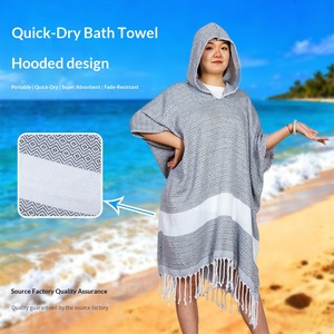 Serviette de plage à capuche de style turc avec logo personnalisé, <span class=keywords><strong>peignoir</strong></span> en coton pour les voyages, la <span class=keywords><strong>natation</strong></span> estivale, la plage, <span class=keywords><strong>peignoir</strong></span> à capuche - Product Image 3