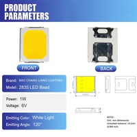 Module LED SMD 2835 Lumière Blanche 4000-6000K 1W 6V CRI Élevé 90 Base en Cuivre Angle de Faisceau 120 Degrés