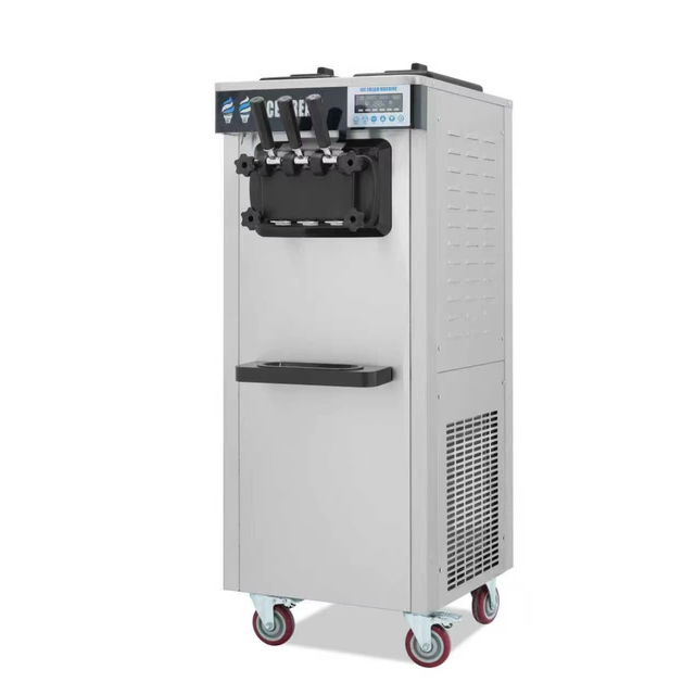 Commercial Customized 3-Flavor Soft Ice Cream Machine - Full Automatic Vertical Ice Cream Maker for Dessert Shop & Milk Tea