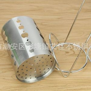 Stainless Steel Chopstick Holder Pair Round Perforated <b>Kitchen</b> Utensil <b>Storage</b> Container Multi Function Minimalist Design - Product Image 5