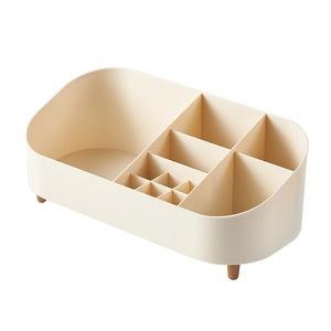 Cosmetic Storage Box Frosty White Multi Compartment Desktop Organizer With Partitions Makeup Accessories Holder - Product Image 2