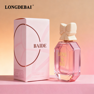 Nuevo Perfume para Mujer en Botella de Vidrio Cuadrada Plana de 100 ml, Botella Rosa con Tapa de Cerámica con Lazo de Mariposa - Product Image 3