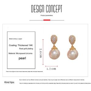 Resoul <span class=keywords><strong>Aretes</strong></span> de Oro 14k, Pendientes de Perlas, Pendientes de Circonita, Brincos, Pendientes, <span class=keywords><strong>Aretes</strong></span> al por Mayor - Product Image 5