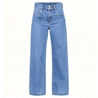 Celana Jeans Wanita High Waist Straight Wide Leg Kancing Ganda Model Longgar Grosir Pabrik