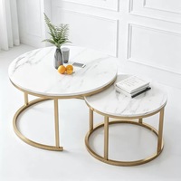 Tables basses gigognes modernes de luxe en métal blanc et or, extensibles et pliables, pour salon