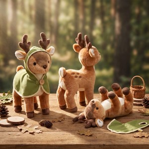 Peluche di cervi natalizi, serie Foresta dei Fiori di Prugna, bambola <span class=keywords><strong>cervo</strong></span> con mantello, ornamento <span class=keywords><strong>cervo</strong></span> simulato con fiori di prugna - Product Image 3
