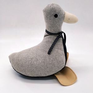Funny Grey Herringbone Fabric Stuffed Sand Bag Decorative <strong>Duck</strong> Animal <strong>Door</strong> <strong>Stop</strong> for Home Decoration - Product Image 2