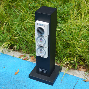 <span class=keywords><strong>Colonne</strong></span> de <span class=keywords><strong>prise</strong></span> de courant de jardin électrique extérieure noire avec courant nominal 10A/16A, conception étanche et durable - Product Image 1