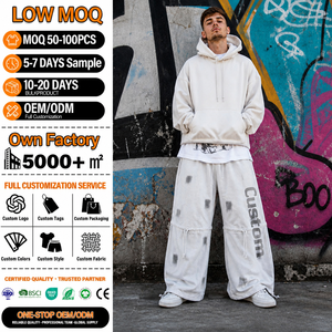 Pantalon de survêtement personnalisé pour homme, imprimé, taille élastique, coupe ample, style décontracté, en coton mi-lourd avec cordon de serrage - Product Image 1