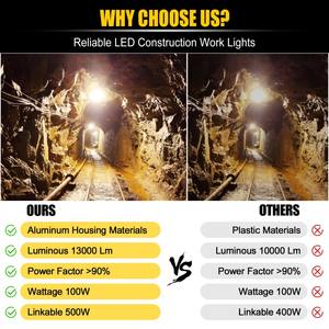 Projecteur de chantier LED 100W 4.5/5/5.7K Lumens élevés Super lumineux Durable Éclairage temporaire pour chantier Stock aux États-Unis - Product Image 2