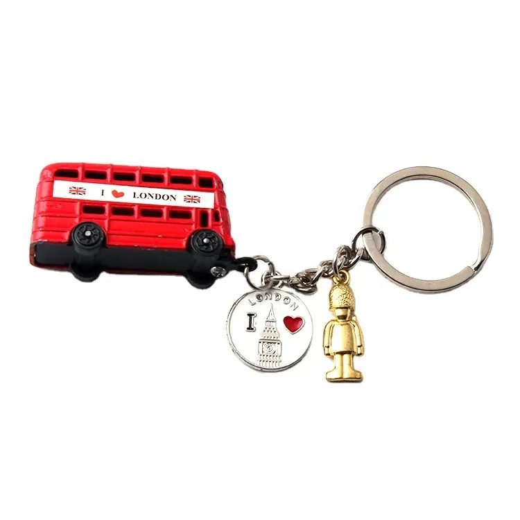 Porte-clés Souvenir en métal, personnalisé en forme de voiture, vente en gros, Souvenir, mode londres
