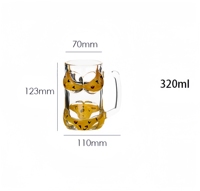 재미있는 비키니 맥주잔 320ml, 브라와 팬티 디자인의 독창적인 유리 맥주컵, 파티, 바, 선물용 (빨간색 & 노란색)