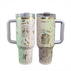 Venta al por mayor a granel logotipo personalizado grabado láser <span class=keywords><strong>Lilo</strong></span> <span class=keywords><strong>Stitch</strong></span> 40oz <span class=keywords><strong>taza</strong></span> tazas oro cobre vaso <span class=keywords><strong>de</strong></span> acero inoxidable con mango extraíble - Product Image 1