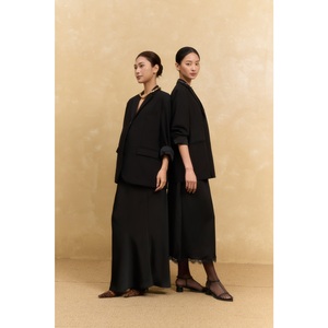 <b>2</b> <b>Piece</b> Long <b>Set</b> Solid Breathable Silk Office 78% Polyester 18% Rayon 4% Spandex Full Length Notched Collar Full Women's <b>Sets</b> - Product Image 2