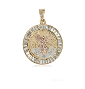 Colgante de diseño, collar de moneda mexicana de 50 pesos, colgante de oro con cristal alrededor de colgantes religiosos simples, aleación de cobre AP148 - Product Image 6