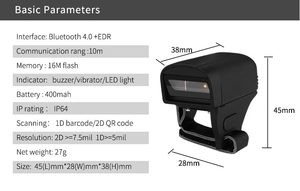 QUNSUO-S02 portatile Mini interfaccia USB Wireless indossabile 1D/2D <span class=keywords><strong>Scanner</strong></span> di codici a barre per l'inventario nei supermercati disponibili - Product Image 2
