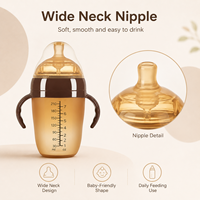Biberon en silicone sans BPA anti-colique avec poignée, paille et tétine à bille lestée, col large, grand diamètre pour l'alimentation des nourrissons
