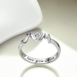 Anillo con Letra MOM para Mujer, Mensaje en Forma de Corazón, Joyería Elegante para el Dedo - Product Image 5
