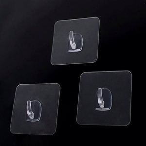 Transparent Strong Self Adhesive Stainless Steel Eco-Friendly Multifunction <b>Plastic</b> Door Wall Hangers <b>Hooks</b> for Garage - Product Image 2