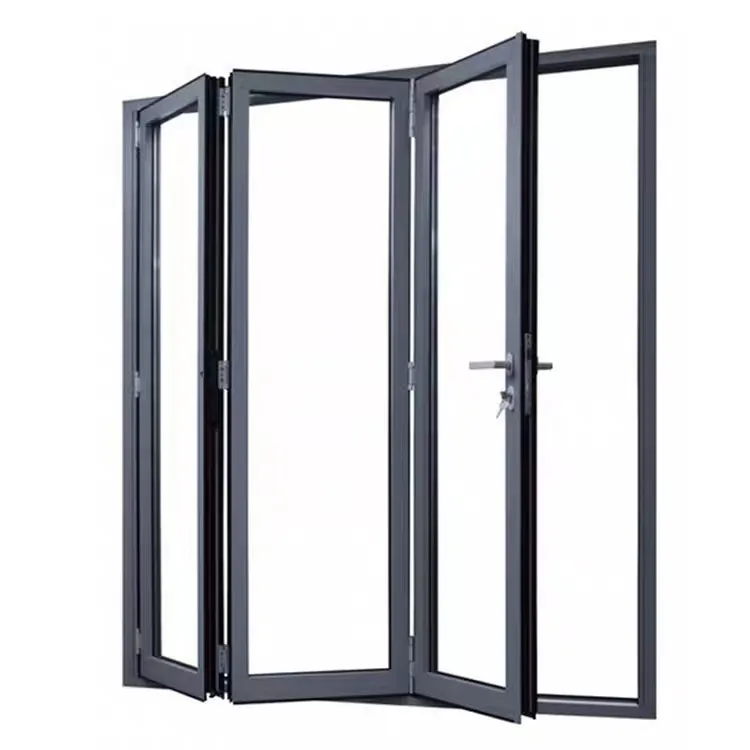 96x80 Alumínio Folding Glass Wall Atacado exterior Pátio High Track Bifold Portas alumínio Folding porta de vidro Acordeão Porta