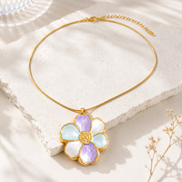 Collar SUMMLY con Colgante de Flor Grande, Elegante y Moderno, Chapado en Oro de 18K, Cadena de Serpiente de Acero Inoxidable, Joyería de Moda para Mujer