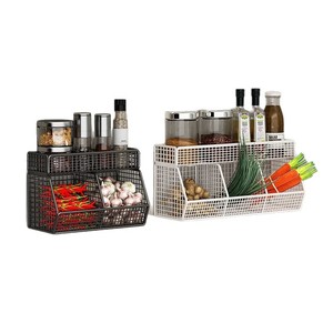 Étagère murale de rangement pour cuisine, en fer blanc, pour épices et légumes, idéale pour le gingembre, l'ail, les piments et les condiments - Product Image 5