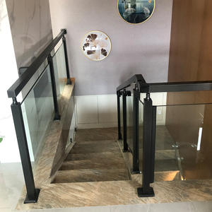 Rampe d'<span class=keywords><strong>escalier</strong></span> en métal <span class=keywords><strong>noir</strong></span>, design de rampe d'<span class=keywords><strong>escalier</strong></span> en verre sans cadre, rampe en acier métallique délicate pour escaliers intérieurs - Product Image 2