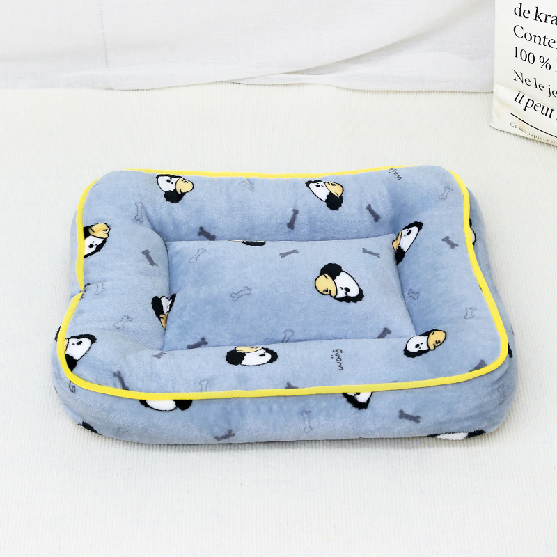 Tofu-style edging mat - gray-blue puppy (flannel)