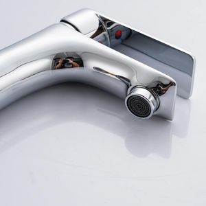 Vòi lavabo giá xuất xưởng, tay cầm hình chữ nhật, đường nét sạch sẽ, lắp đặt trên mặt bàn, mạ crôm, đồng thau, nước lạnh - Product Image 5