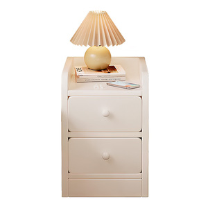 Modern Bedside <b>Table</b> With 2 Drawers Storage Nightstand For Bedroom <b>Small</b> Cabinet <b>White</b> Plastic Top Simple Design - Product Image 5