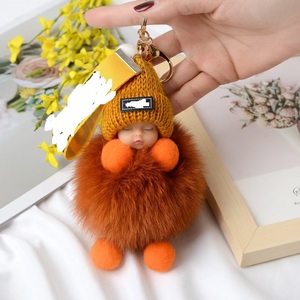 Luxurious Plush Key Chain Accessory Soft Vibrant Color Cute Plush Doll Car Keychain Pendant Light Keychain Type