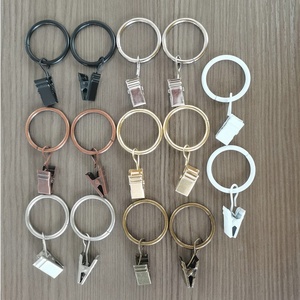Rustproof Matte Metal Stainless Steel Drapery Hanger Decorative <strong>Curtain</strong> Rings <strong>with</strong> Clips <strong>Hooks</strong> for Tension Rod Bracket Eyelets - Product Image 2