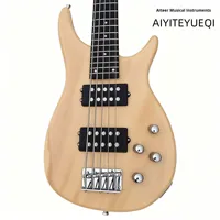 Guitare Basse Électrique Cinq Cordes Haut de Gamme pour Débutants et Joueurs Avancés, Construction en Peuplier et Bois de Rose, Micro Passif Fermé, Chine