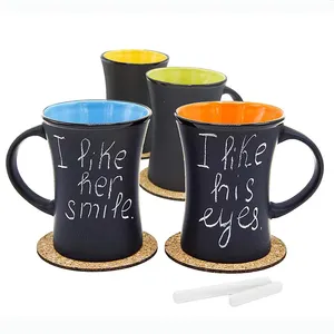 Tasse en céramique noire mate personnalisée, de haute qualité, à écriture avec craie, tasse drôle pour le thé de l'inde, 1 pièce