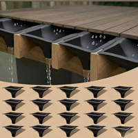 Système de drainage sous la terrasse noir, 20 pièces, gouttière d'évacuation des eaux pluviales, convient aux espaces entre poutres de 12 et 16 pouces, protection contre la pourriture des poutres, découpe facile