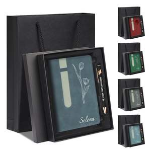 Carnet de notes personnalisé avec stylo à motif tulipe, coffret cadeau A5 ligné, cadeau d'entreprise, cadeau universitaire - Product Image 1