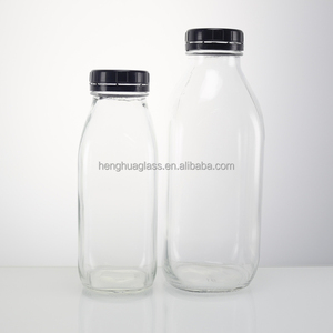 Nhà Máy Giá 500Ml 1000Ml 1L Vuông Sữa Chai Thủy Tinh 16Oz 32Oz Nước Trái Cây Nước Giải Khát Chai Thủy Tinh Với Bằng Chứng Giả mạo Nắp Nhựa - Product Image 1