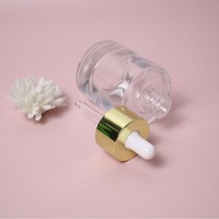 Flacon compte-gouttes rond transparent de 15 ml en verre à épaule plate pour sous-conditionnement de crème visage et diffuseur de parfum, disponible en tailles 30 ml, 40 ml, 50 ml