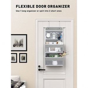 6-<b>Shelf</b> Foldable Hanging Storage Organizer with Clear Window Door <b>Wall</b> <b>Mount</b> 1 Split 2 Pocket Design for Clothing Living Room - Product Image 6