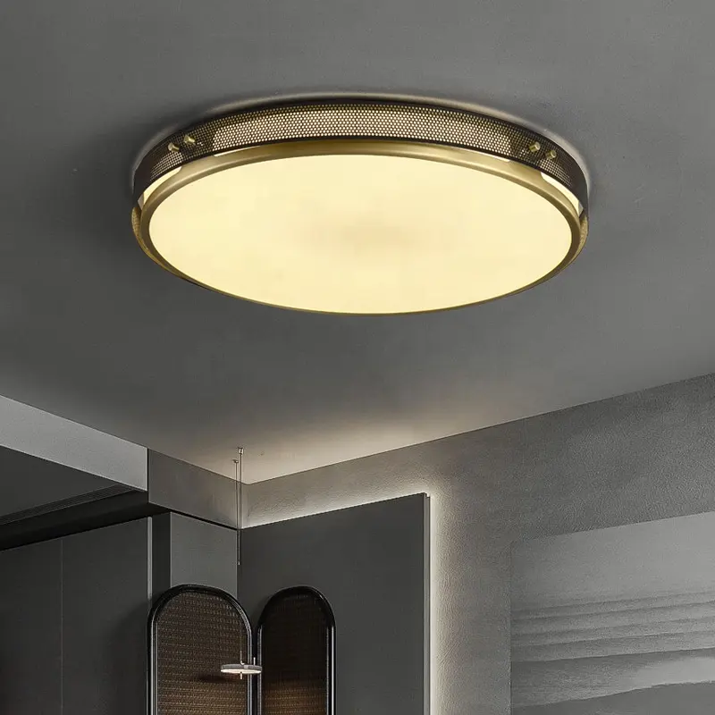 Copper Ceiling Lamp For Master Bedroom Minimalist Brass Round Led Ceiling Light