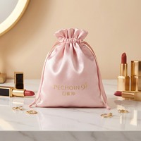 Sac cadeau personnalisé avec logo, toucher satiné doux, cordon de serrage, sac en satin cristal de luxe pour bijoux, emballage de produits de soin de la peau