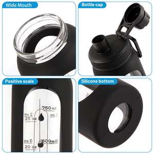 Bulk Customizable Logo <b>750ml</b> Glass Sports Shaker <b>Bottle</b> with Measurement Scale Leak-Proof Gym Cup for Outdoor Activities - Product Image 3