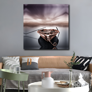 Vente en gros bateau sur la rivière toile peinture imprimée paysage art mural salon arts et artisanat pour décoration murale - Product Image 4