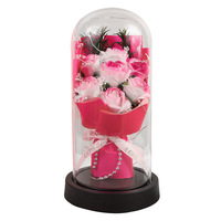 Buket Sabun Bunga Mawar dan Anyelir Cantik dalam Kaca, Wangi, Populer, Hadiah untuk Hari Ibu dan Hari Valentine