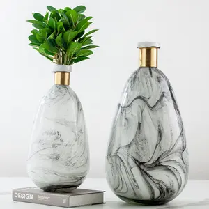 Glaze Chinese Ink Style Pattern Copper Ring Vase Creative Home Sample Room Exquisite Decorative Ornaments