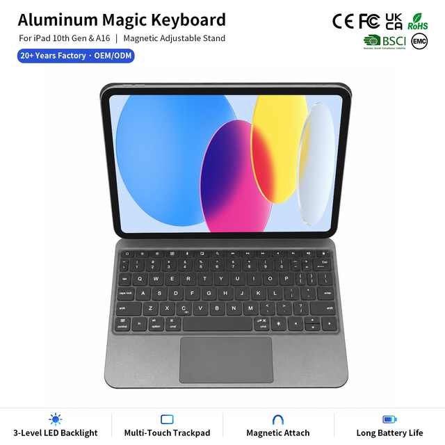 Premium Magic Keyboard Case for iPad 10.9 Inch 10th Gen & iPad 11 Inch A16 2025 with Precision Trackpad Backlit Keyboard Stand