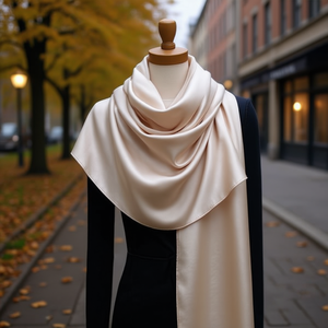 Sciarpa lunga in raso di seta 90x180 cm, elegante coprispalle da donna per l'autunno inverno - Product Image 2