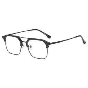 FANXUN TY216 Double Beam Black Eyebrow Reading Glasses Men's Frame Anti-Blue And Radiation Flat Business Mirror